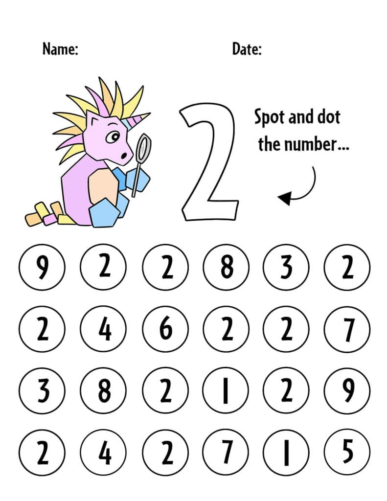 Number Recognition Worksheet Find the Number 4 (Color Worksheets