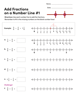 number line fraction worksheet