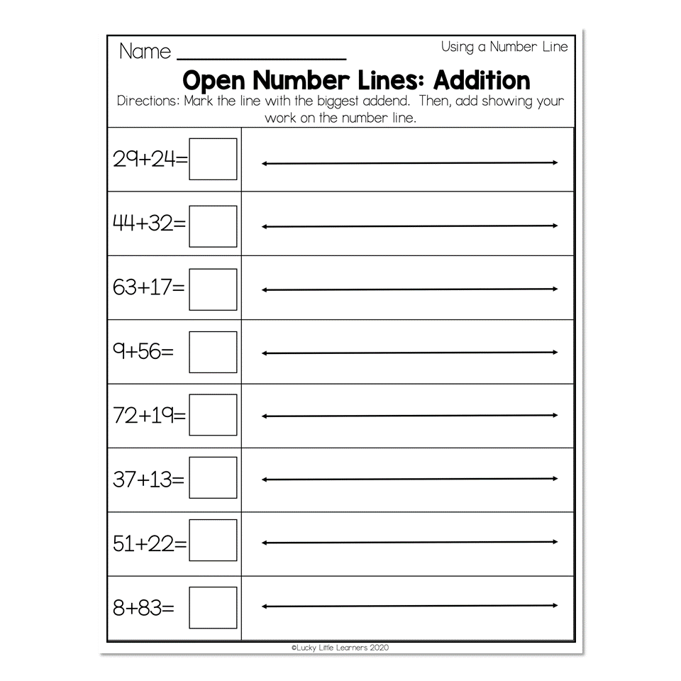 number line maths worksheet