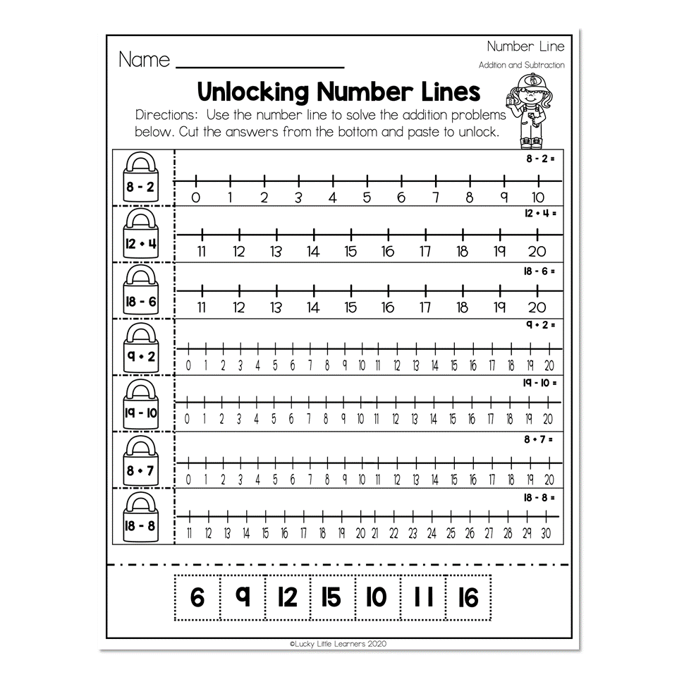 number line worksheet for 2nd grade