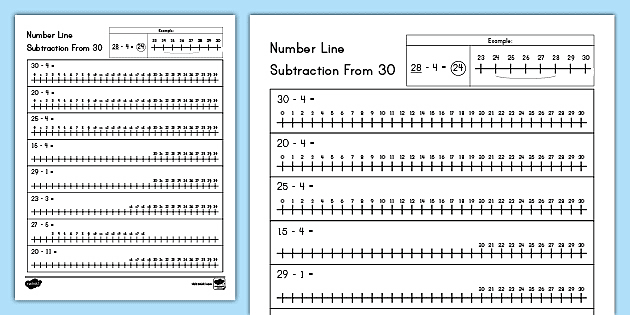 Number Line Subtraction From 30 Activity (teacher made)