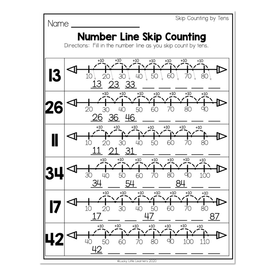 number line worksheet for 2nd grade