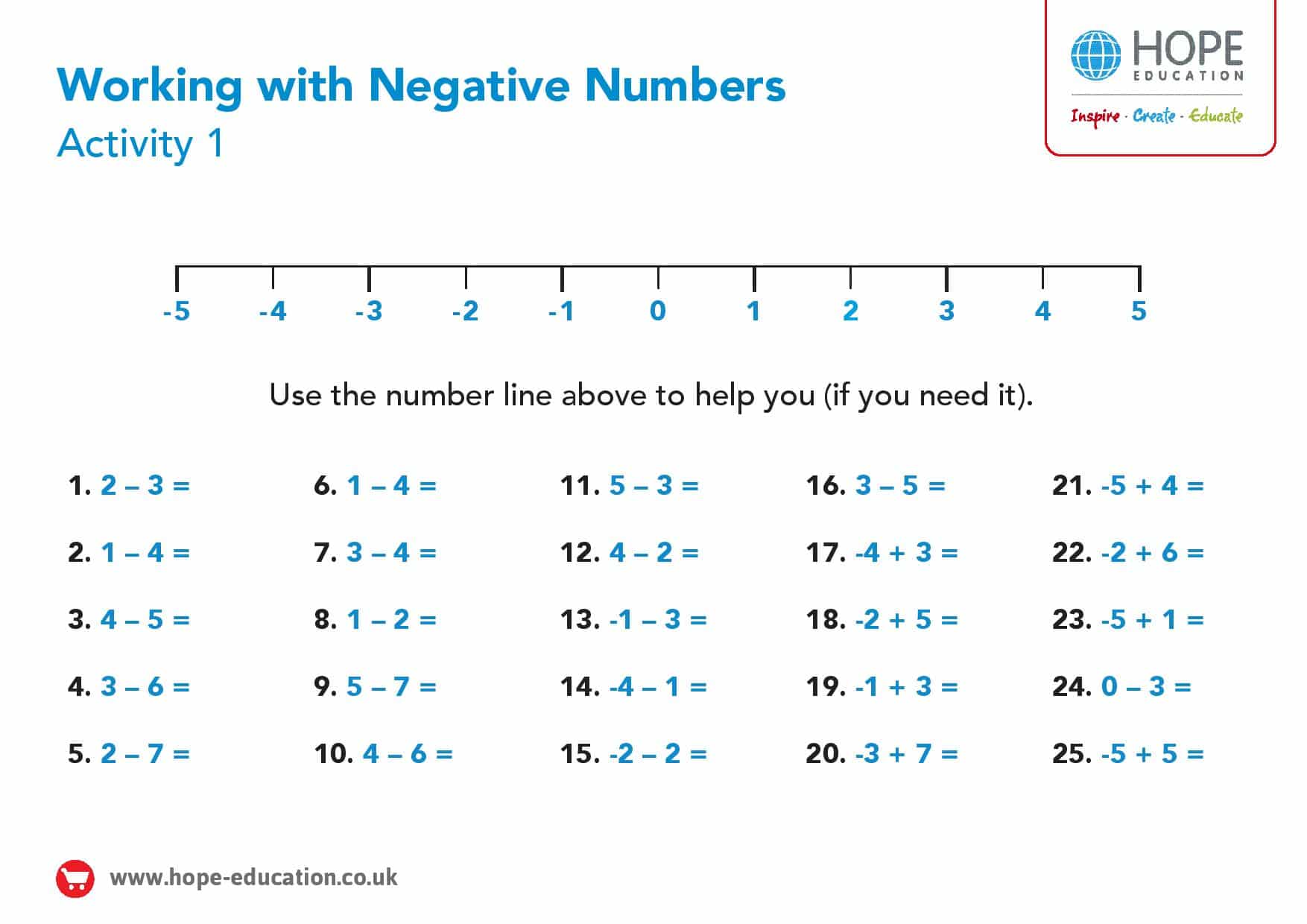 number line worksheet with answers