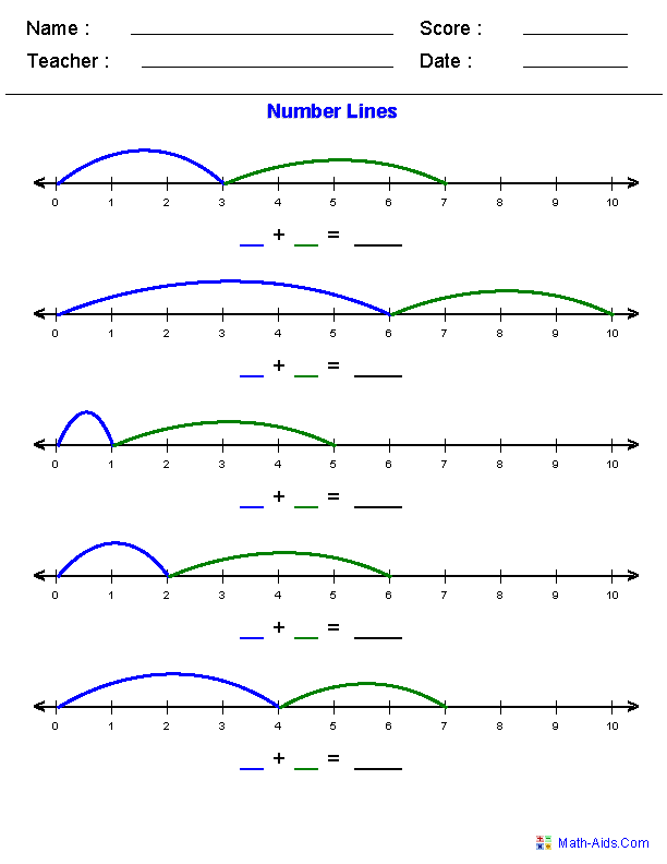 number line worksheet with answers