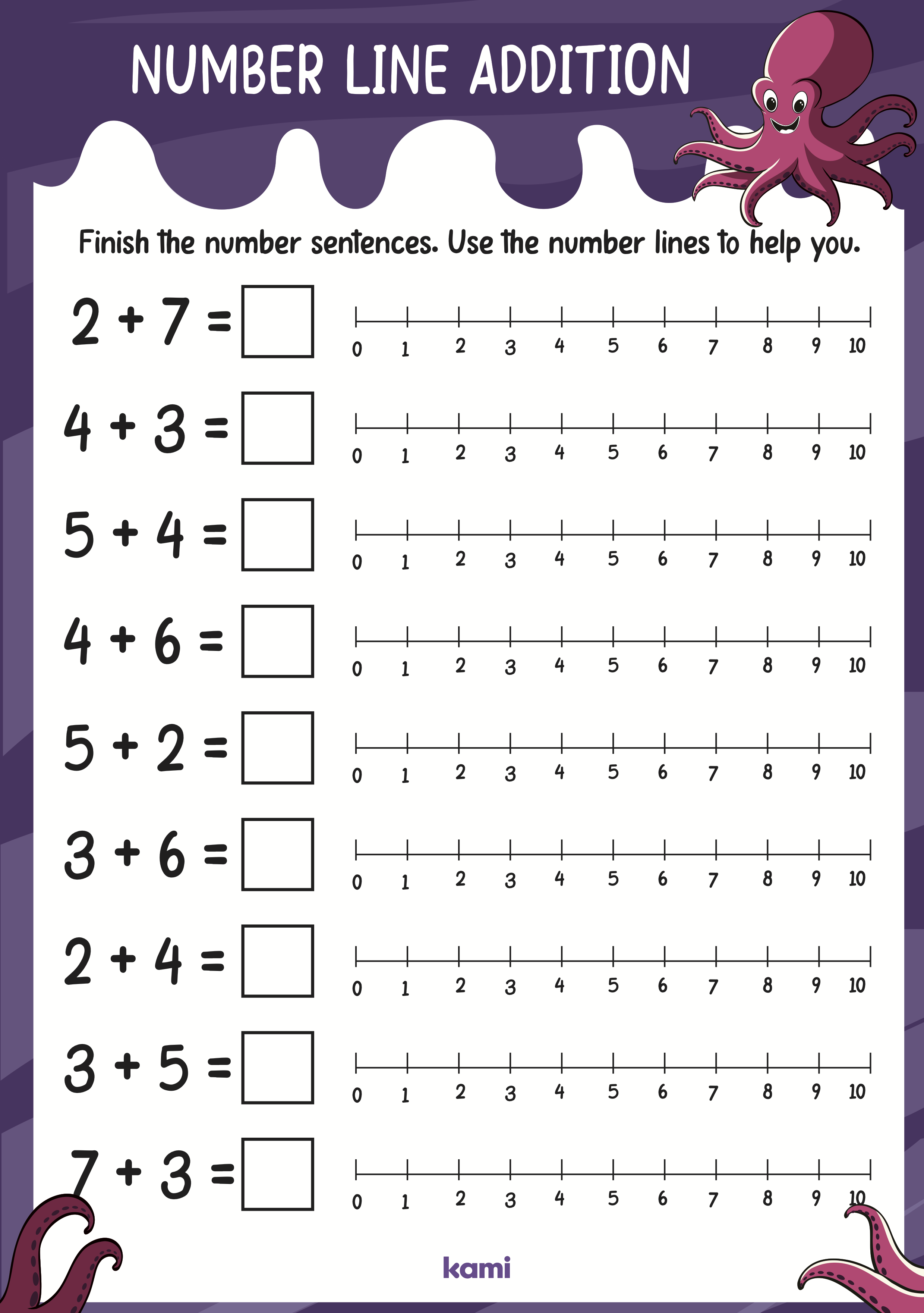 Number Line Additions | 0-10 for Teachers | Perfect for grades 1st ...