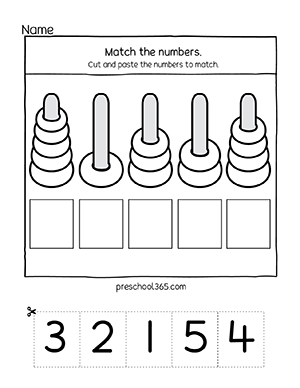 Quality number matching activity worksheets for preschoolers ...