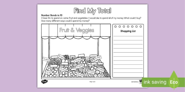 number money worksheet