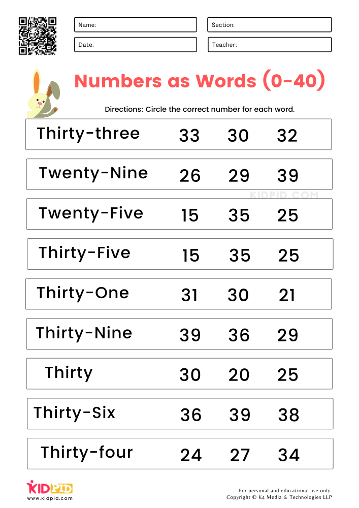 Naming Numbers Worksheets for Grade 1 - Kidpid