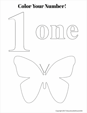 number one worksheet for preschool