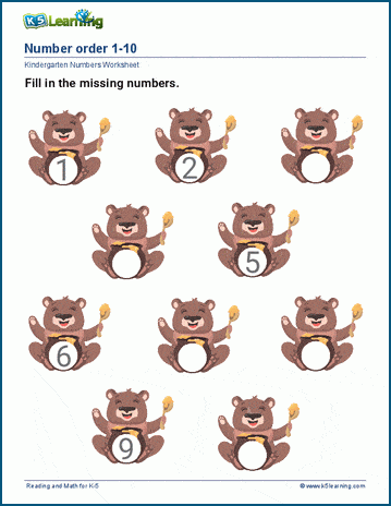 number order worksheet for kindergarten