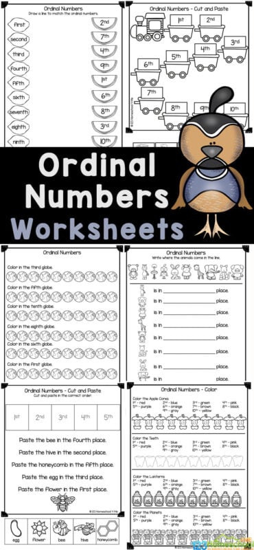 FREE Printable Ordinal Numbers 1 to 10 Worksheets for Kindergarten