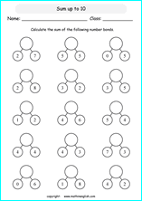 Number bonds, addition and subtraction bonding exercises for grade ...