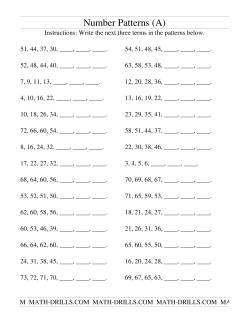Patterning Worksheets Picture and Number Patterns