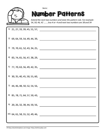 number patterns worksheet 3rd grade