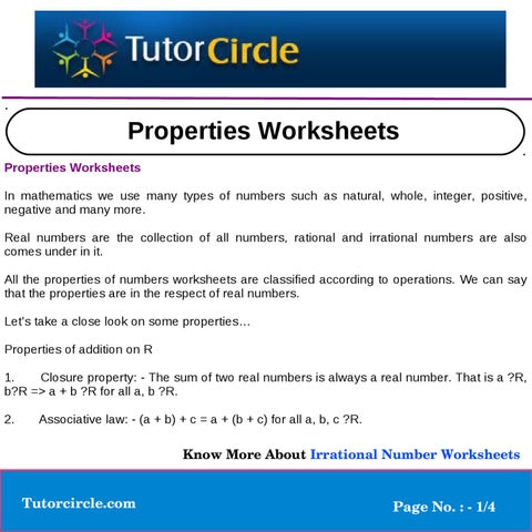 Properties Worksheets by yatendra parashar - Issuu