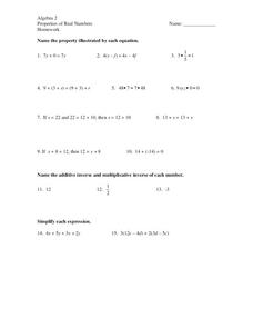 Properties of Real Numbers Worksheet for 9th Grade | Lesson Planet