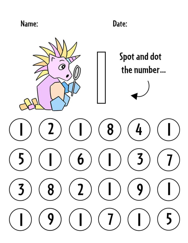 Free Preschool Number Recognition Worksheets The Hollydog Blog 