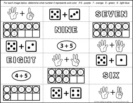 Number Bonds to 9 Free Math Worksheets
