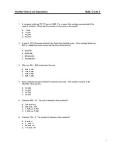 Number Sense and Operations Worksheet for 5th Grade | Lesson Planet