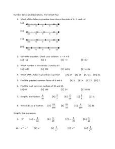 Number Sense and Operations Worksheet for 8th - 9th Grade | Lesson ...