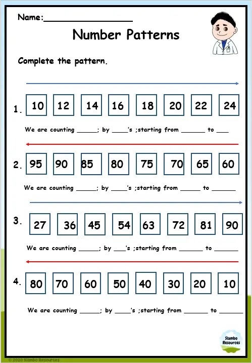Number Sequence Worksheets 2nd Grade Number Patterns Worksheet For 2nd