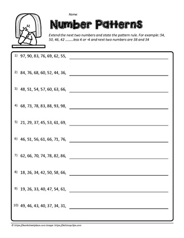 Number Patterns Worksheets