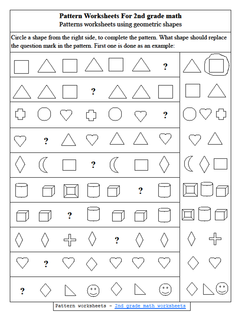 2nd Grade Math - Pattern Worksheets Using Geometric Shapes — Steemit ...