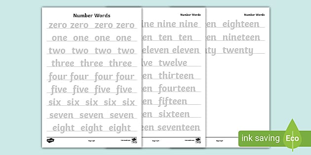 Number Spellings 0-20 - Letter Tracing (teacher made)