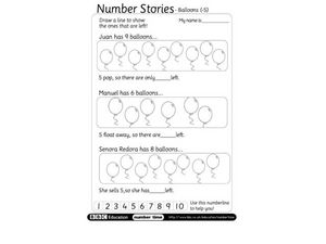 number stories worksheet