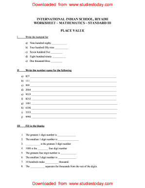 Number System For Class 3 Pdf - Fill Online, Printable, Fillable ...