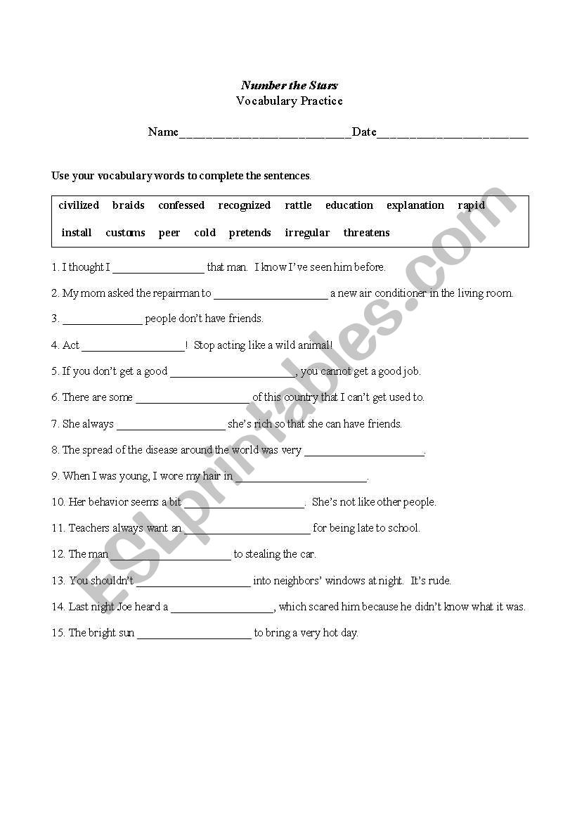 number the stars worksheet for teachers