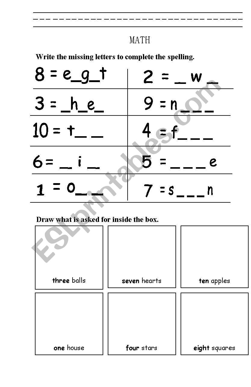 Numbers and Number Words - ESL worksheet by Yellowismyfavoritecolor