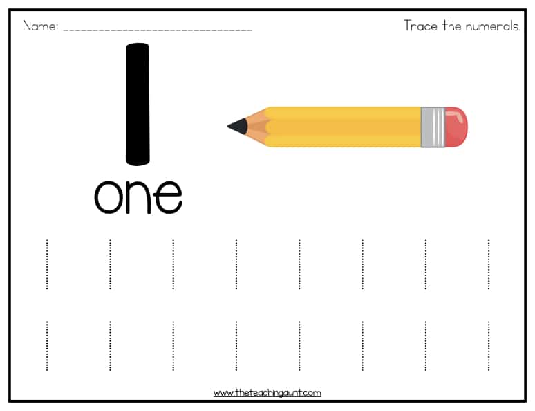 number trace worksheet