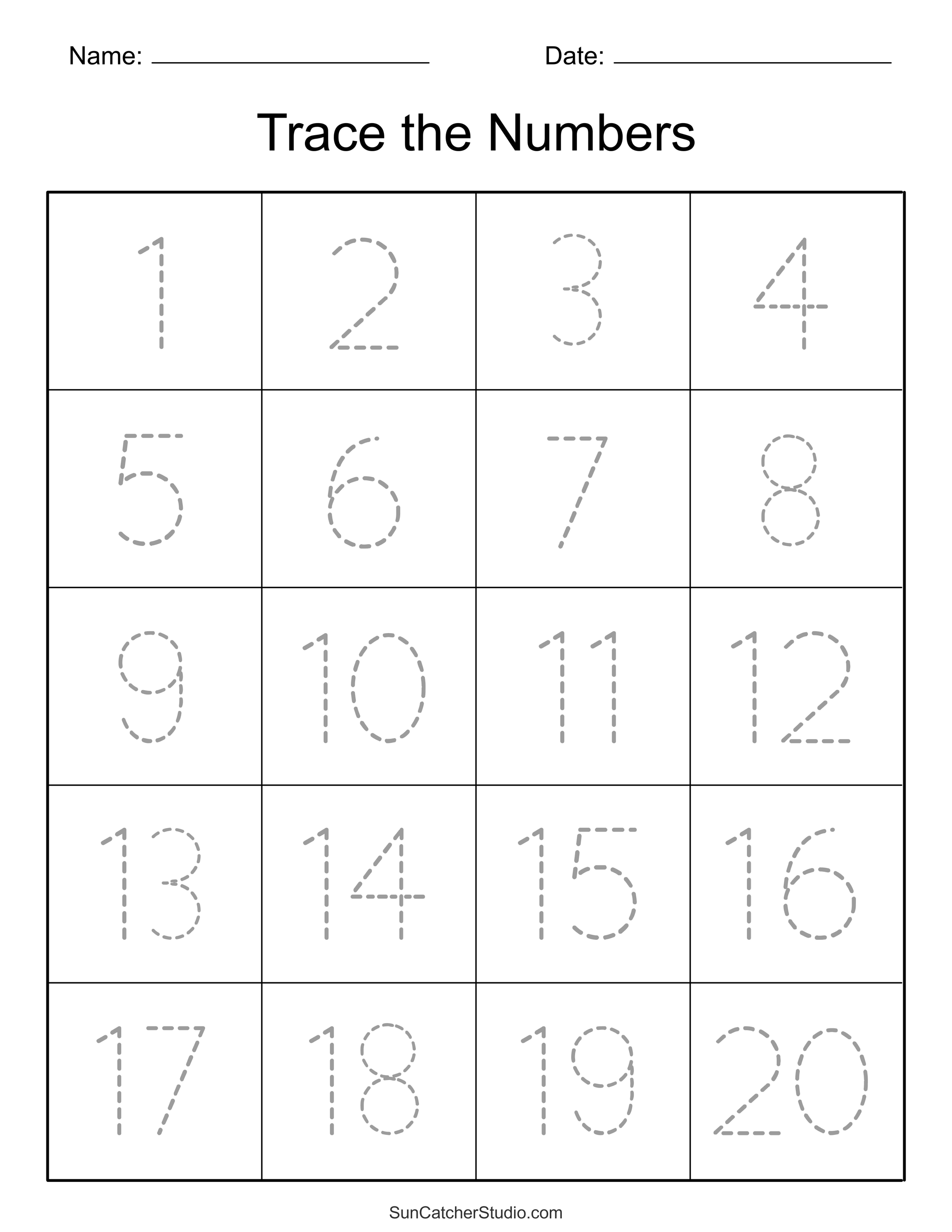 Tracing Numbers (Free Printable Practice PDF Worksheets) - DIY ...