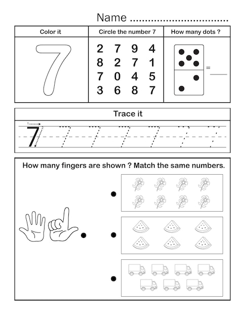 Premium Vector | Printable number 7 tracing worksheet for practice ...