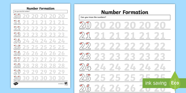 number tracing worksheet 1 30