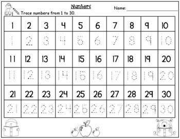 number tracing worksheet 1 30