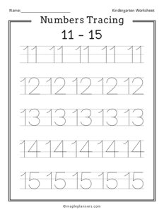Numbers 1-5 Tracing Worksheets