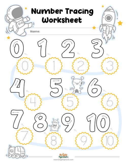 1-10 Number Tracing Worksheets (Free Printable)