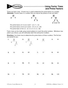 Using Factor Trees Worksheet for 5th - 6th Grade | Lesson Planet