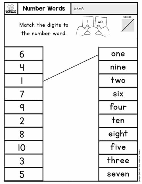 number word worksheet for kindergarten