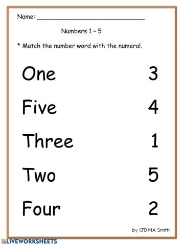 Numbers &  Number Words worksheet  