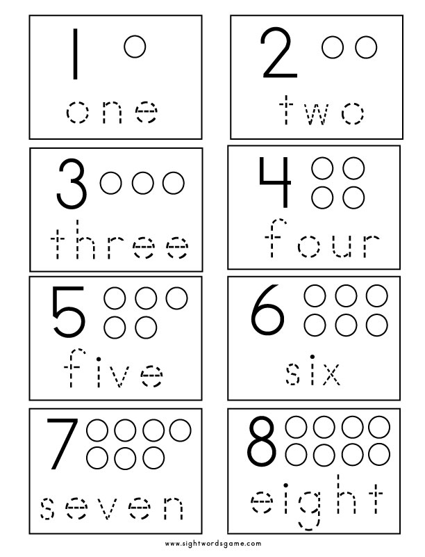 Number Worksheets Sight Words, Reading, Writing, Spelling
