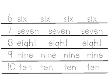 Tracing Number Words Worksheet 1-10