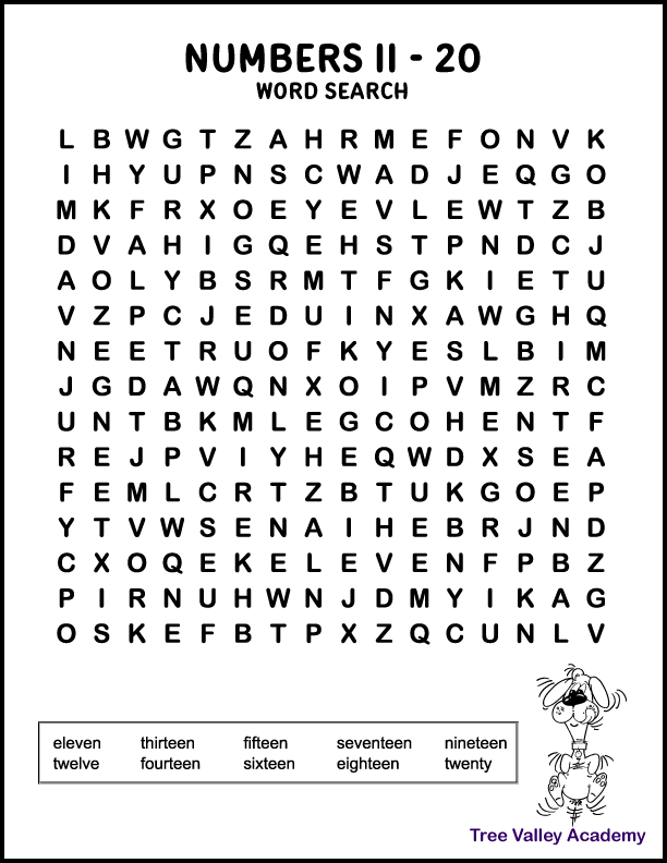 number words worksheet 1 20