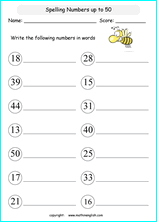 number words worksheet 1st grade