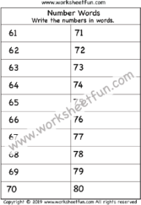 number words worksheet 1st