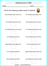 Grade 2 writing number words up to 1,000 math school worksheets ...