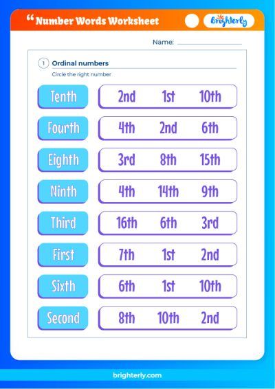 number words worksheet 2nd