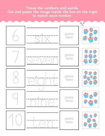 number words worksheet cut and